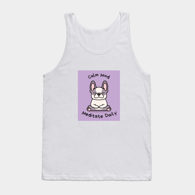 Kawaii Cute Yoga Meditating bullgod Tank Top by AdaMazingDesign